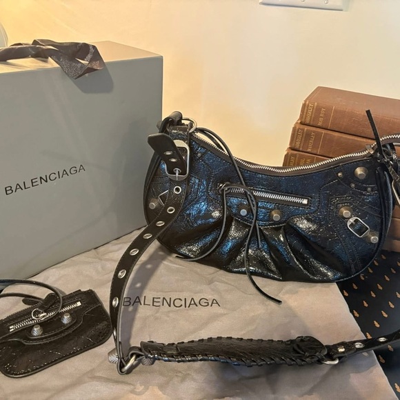 Balenciaga Handbags - Balenciaga Shiny Black Shoulder Bag